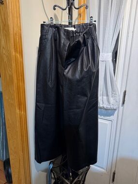 Mustard Seed Black Faux Leather Wide Leg Pants